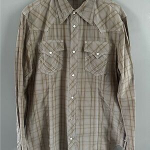True Religion Beige Plaid Shirt